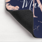 シックネイビーブルーバラゴールドフォイルマーブルモノグラム マウスパッド (コーナー)