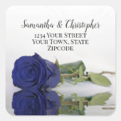 シックネイビーブルーバラ差出人住所封筒用シール スクエアシール (正面)