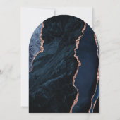 シックネイビーブルーバラ金ゴールドアゲート赤面アーチズ結婚ズ 招待状 (裏面)