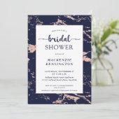 シックネイビーブルーバラ金ゴールドマーブルブライダルシャワー 招待状 (スタンド正面)
