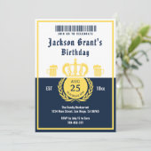 シックネイビーブルービールラベルブルワリーテーマ誕生日 招待状 (スタンド正面)