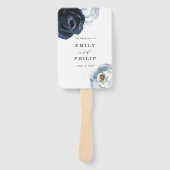 シックネイビーブルーピーニーフローラ結婚式 プログラム ハンドファン (正面)