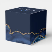 シックネイビーブルー金ゴールドアゲートバルミツワースクエアパーティー フェイバーボックス (裏面サイド)