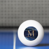 シックネイビーブルー金ゴールドアゲードグリッターモノグラム 卓球ボール (ネット)