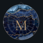 シックネイビーブルー金ゴールドグリッターアゲートゲーデモノグラム ダーツボード<br><div class="desc">Glam Navy モダン Blue金ゴールドグリッタースパークルアゲートゲードモノグラムエレガントスクリプト名Dartboard</div>