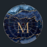 シックネイビーブルー金ゴールドグリッターアゲートゲーデモノグラム ダーツボード<br><div class="desc">Glam Navy モダン Blue金ゴールドグリッタースパークルアゲートゲードモノグラムエレガントスクリプト名Dartboard</div>