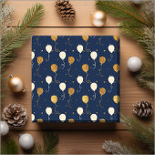 シックネイビーブルー金ゴールドバ祝ルーン誕生日 ラッピングペーパー
