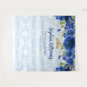 シックネイビーブルー金ゴールドフローラティアラクラウンキンセアニラ タペストリー (正面(横))