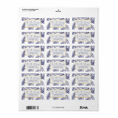 シックネイビーブルー金ゴールドボタニッ結婚クスアドレス ラベル (フルシート)