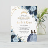 シックネイビーベビーブルーフローラガールズツインズキンセアニラ 招待状 (スタンド正面)