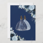 シックネイビーベビーブルーフローラガールズツインズキンセアニラ 招待状 (裏面)