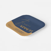 シックネイビー&金ゴールドボンアペティットスクリプト誕生日 ペーパープレート (傾斜あり)