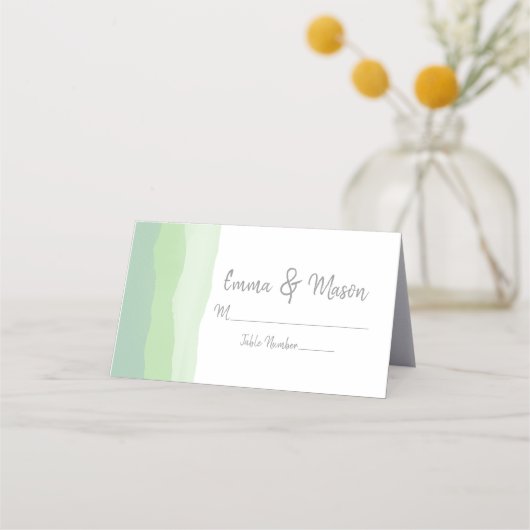 シックネオミントグリーンウォーターカラー プレイスカード (正面)