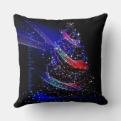 シックネームブルーグリッタークリスマスツリーネイビー クッション (裏面)