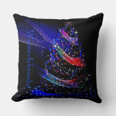 シックネームブルーグリッタークリスマスツリーネイビー クッション (正面)