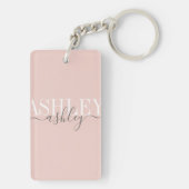 シックネームモノグラム赤面ピンクグレエレガントー キーホルダー (裏面)