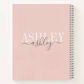 シックネームモノグラム赤面ピンクグレエレガントー ノートブック (裏面)