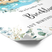 シックノアズアークグリーンリーバプテスマ誕生日へようこそ ポスター (角)