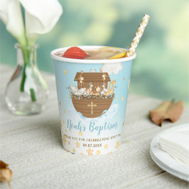 シックノアズアークブルーベビーシャバプテスマ誕生日 紙コップ