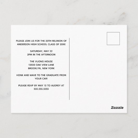 シックハイスクール懇親会パーティの招待状 ポストカード (裏面)