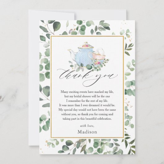 シックハイティーパーティーブライダルシャワー  サンキューカード (正面)