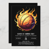 シックハッピースポーツバスケットボール誕生日 招待状 (正面/裏面)