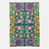 シックハッピートレンディーパープルカスタムフローラスタイリッシュ キッチンタオル (縦)