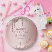 シックハッピーバースデーバラ金ゴールドグリッター ペーパープレート (パーティー)