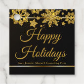 シックハッピーホリデーズブラック金ゴールドスノーフレークカスタム フェイバータグ (正面)