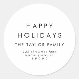 シックハッピーホリデーズ差出人住所封筒 ラウンドシール