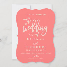 シックハンドレタッド結婚式招待状コーラル 招待状