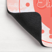 シックハートイニシャルレターモノグラムコーラルホワイト マウスパッド (コーナー)