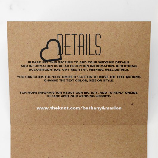 シックハートクラフト結婚エフェクトスイート 三つ折り招待状 (内部最初)