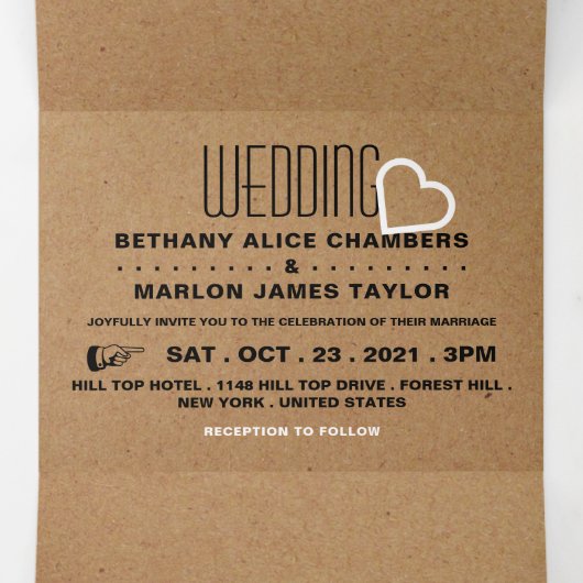 シックハートクラフト結婚エフェクトスイート 三つ折り招待状 (内部中)