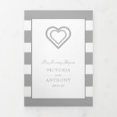 シックハートシルバストライプのー結婚ズスイート 三つ折り招待状 (カバー)