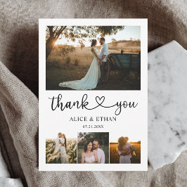 シックハート書道結婚写真ありがとう サンキューカード