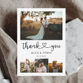 シックハート書道結婚写真ありがとう サンキューカード