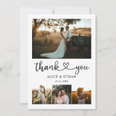 シックハート書道結婚写真ありがとう サンキューカード (正面)