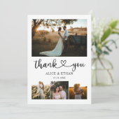 シックハート書道結婚写真ありがとう サンキューカード (スタンド正面)