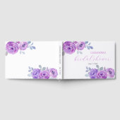 シックバイオレットバラグリーナリーフローラブライダルシャワー ゲストブック (全面)