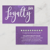 シックバイオレットパープルグリッターグラデーションタイポグラフィ ロイヤリティカード (正面/裏面)