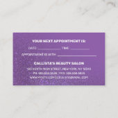 シックバイオレットパープルグリッターグラデーションタイポグラフィ 予約カード (裏面)