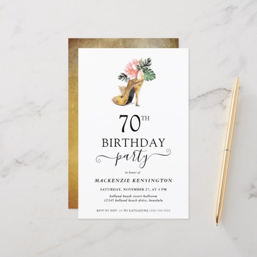 シックバジェットフローラ金ゴールドハイヒール70th誕生日 (正面/裏面インサイチュ)