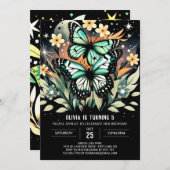 シックバタフライウイングス誕生日 招待状 (正面/裏面)