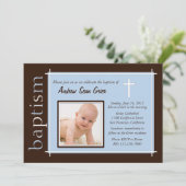 シックバプティスフォト招待状[青] 招待状 (スタンド正面)