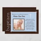 シックバプティスフォト招待状[青] 招待状 (正面/裏面)