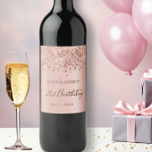 シックバラゴールドフォイルグリッター21stバースデーモノグラム ワインラベル