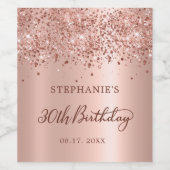 シックバラゴールドフォイルグリッター30thバースデーモノグラム ワインラベル (シングルラベル)