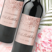 シックバラゴールドフォイルグリッター50th誕生日モノグラム ワインラベル