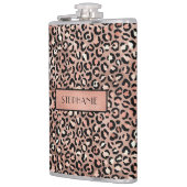 シックバラゴールドフォイルヒョウパーソナライズされたプリント フラスク (左)